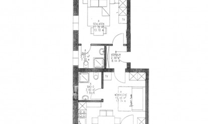 Skizze Appartement A im Auhof Wagrain